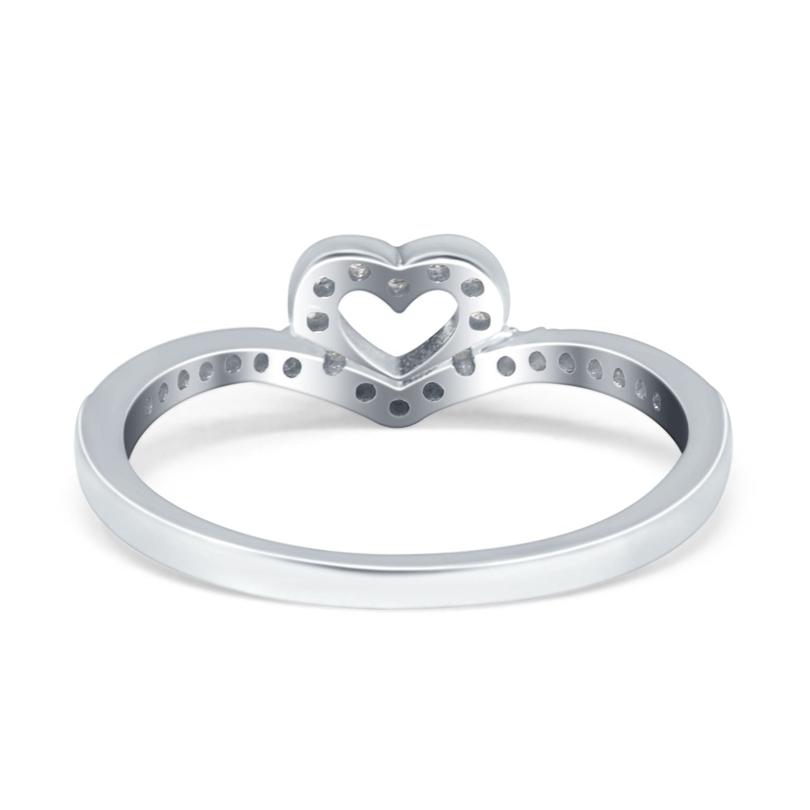 Heart Promise V Chevron Midi Thumb Eternity Ring Simulated CZ 925 Sterling Silver