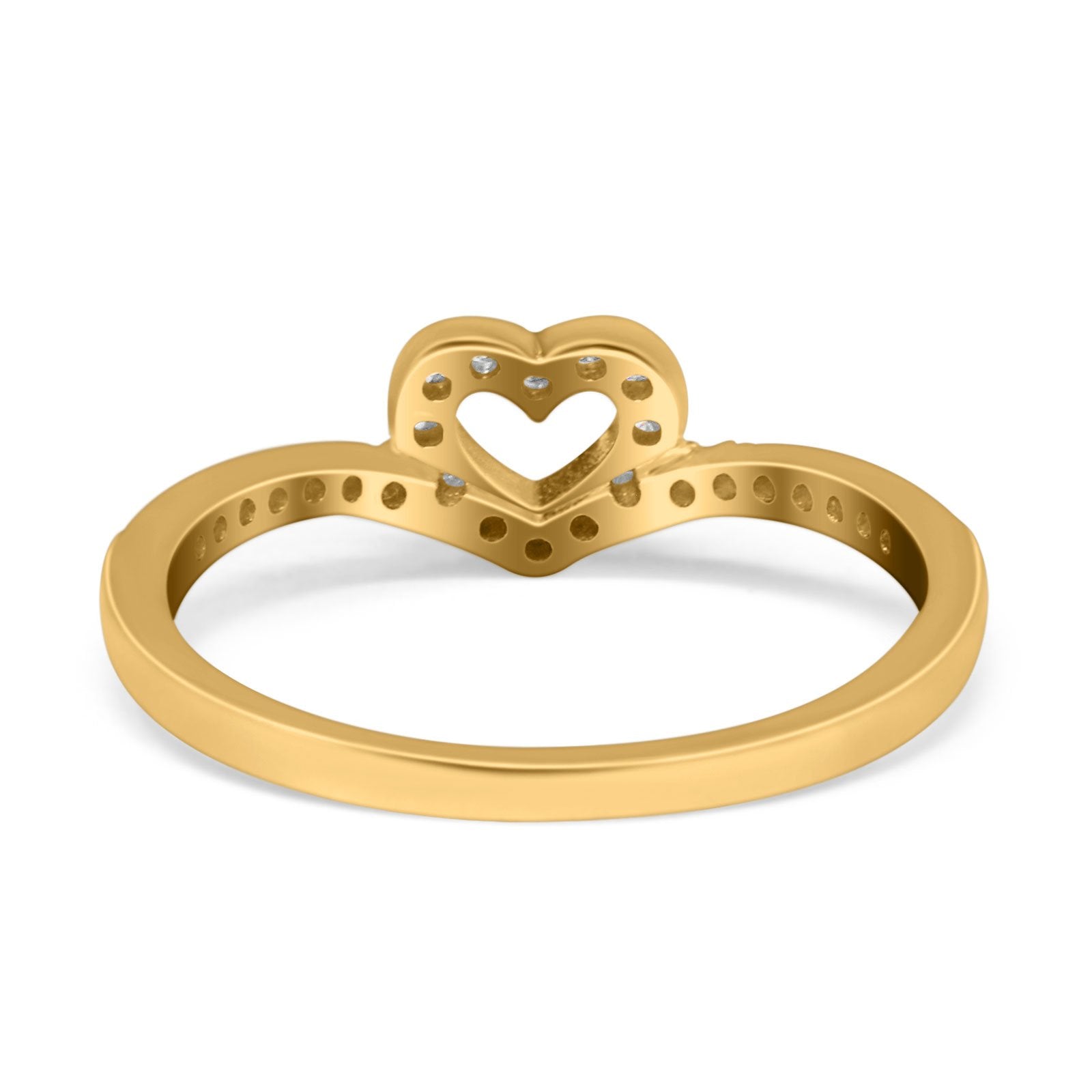 Heart Promise V Chevron Midi Thumb Eternity Ring Simulated CZ 925 Sterling Silver