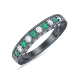 Art Deco Eternity Stackable Band Wedding Ring Simulated CZ 925 Sterling Silver