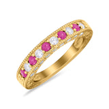 Art Deco Eternity Stackable Band Wedding Ring Simulated CZ 925 Sterling Silver