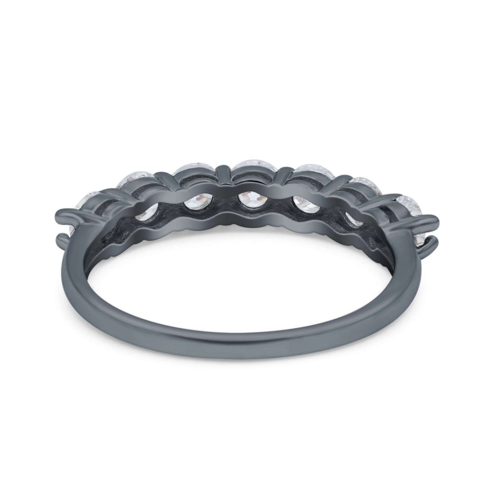 Art Deco Half Eternity Wedding Ring Simulated Cubic Zirconia 925 Sterling Silver