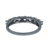 Art Deco Half Eternity Wedding Ring Simulated Cubic Zirconia 925 Sterling Silver