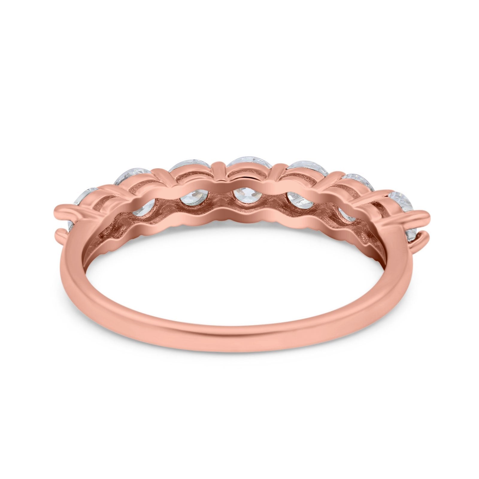 Art Deco Half Eternity Wedding Ring Simulated Cubic Zirconia 925 Sterling Silver