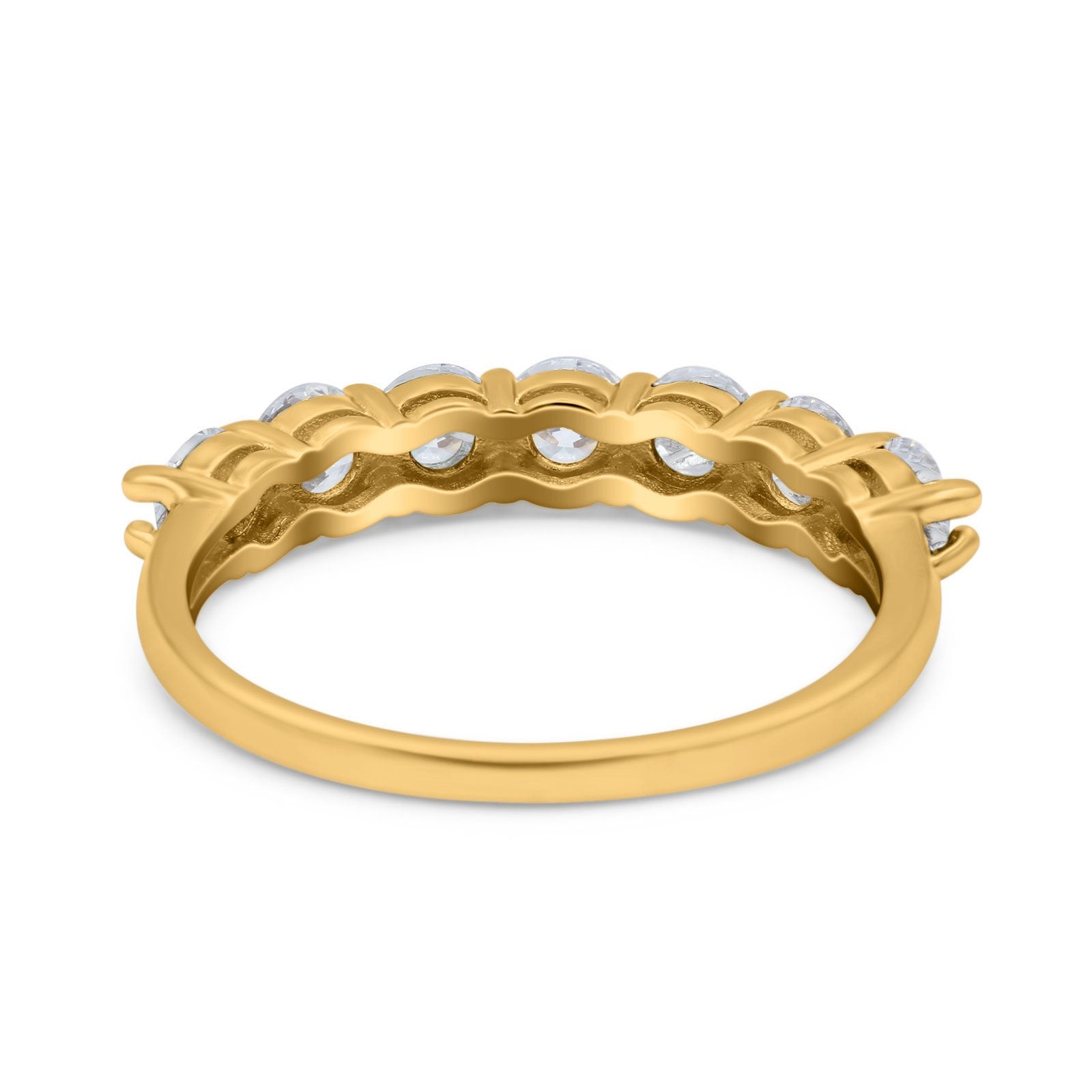 Art Deco Half Eternity Wedding Ring Simulated Cubic Zirconia 925 Sterling Silver