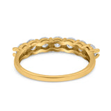 Art Deco Half Eternity Wedding Ring Simulated Cubic Zirconia 925 Sterling Silver