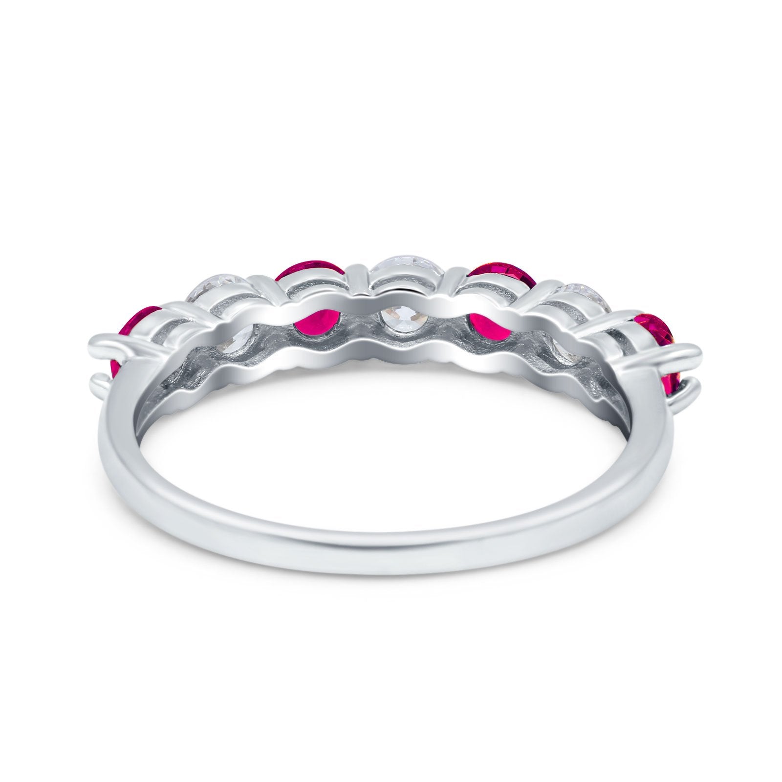 Art Deco Half Eternity Wedding Ring Simulated Cubic Zirconia 925 Sterling Silver