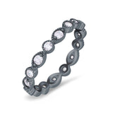 Curved Marquise Art Dec Full Eternity Stackable Band Simulated Cubic Zirconia 925 Sterling Silver