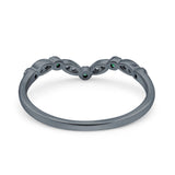 Marquise Curved Half Eternity Stackable Band Ring Simulated CZ 925 Sterling Silver