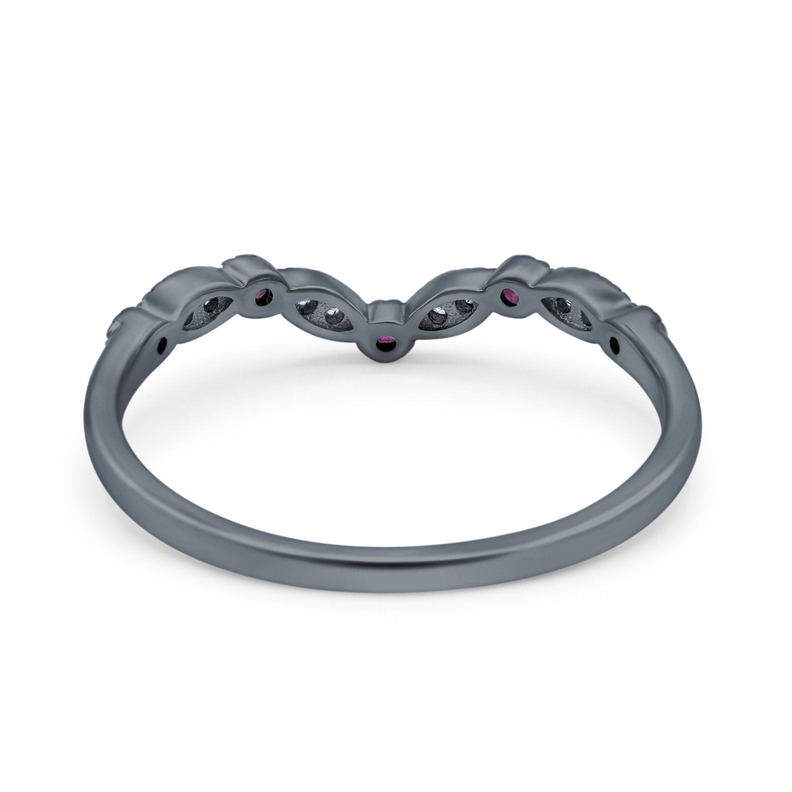 Marquise Curved Half Eternity Stackable Band Ring Simulated CZ 925 Sterling Silver