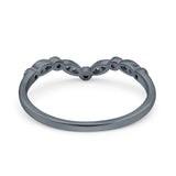 Marquise Curved Half Eternity Stackable Band Ring Simulated CZ 925 Sterling Silver