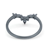 Curved Marquise Engagement Half Eternity Ring Simulated CZ 925 Sterling Silver