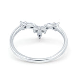 Curved Marquise Engagement Half Eternity Ring Simulated CZ 925 Sterling Silver