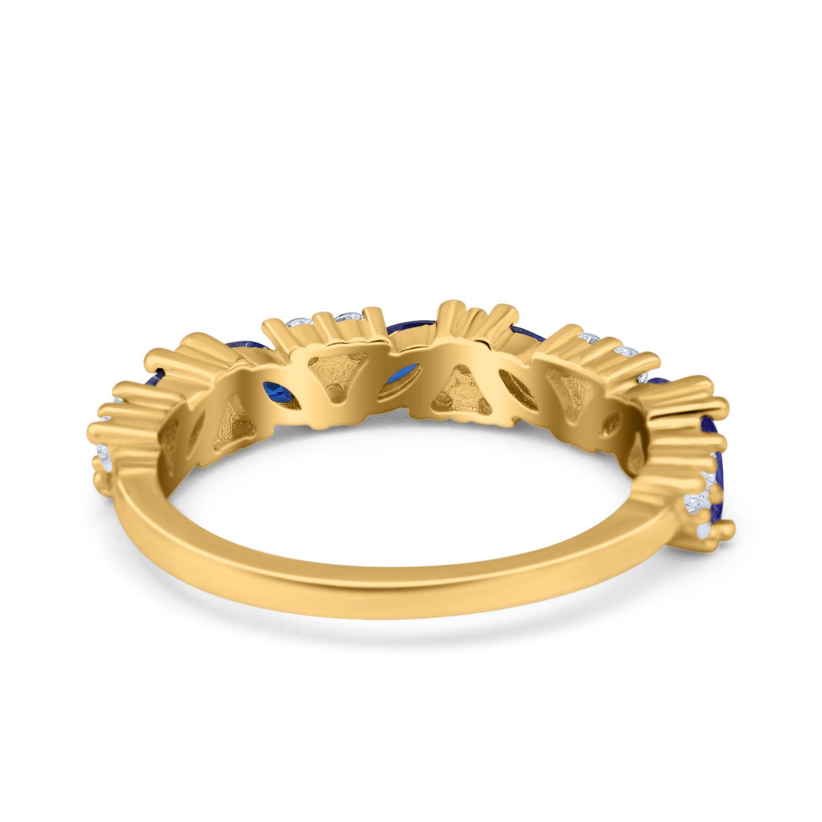 Art Deco Eternity Marquise Wedding Band Ring Simulated Cubic Zirconia 925 Sterling Silver