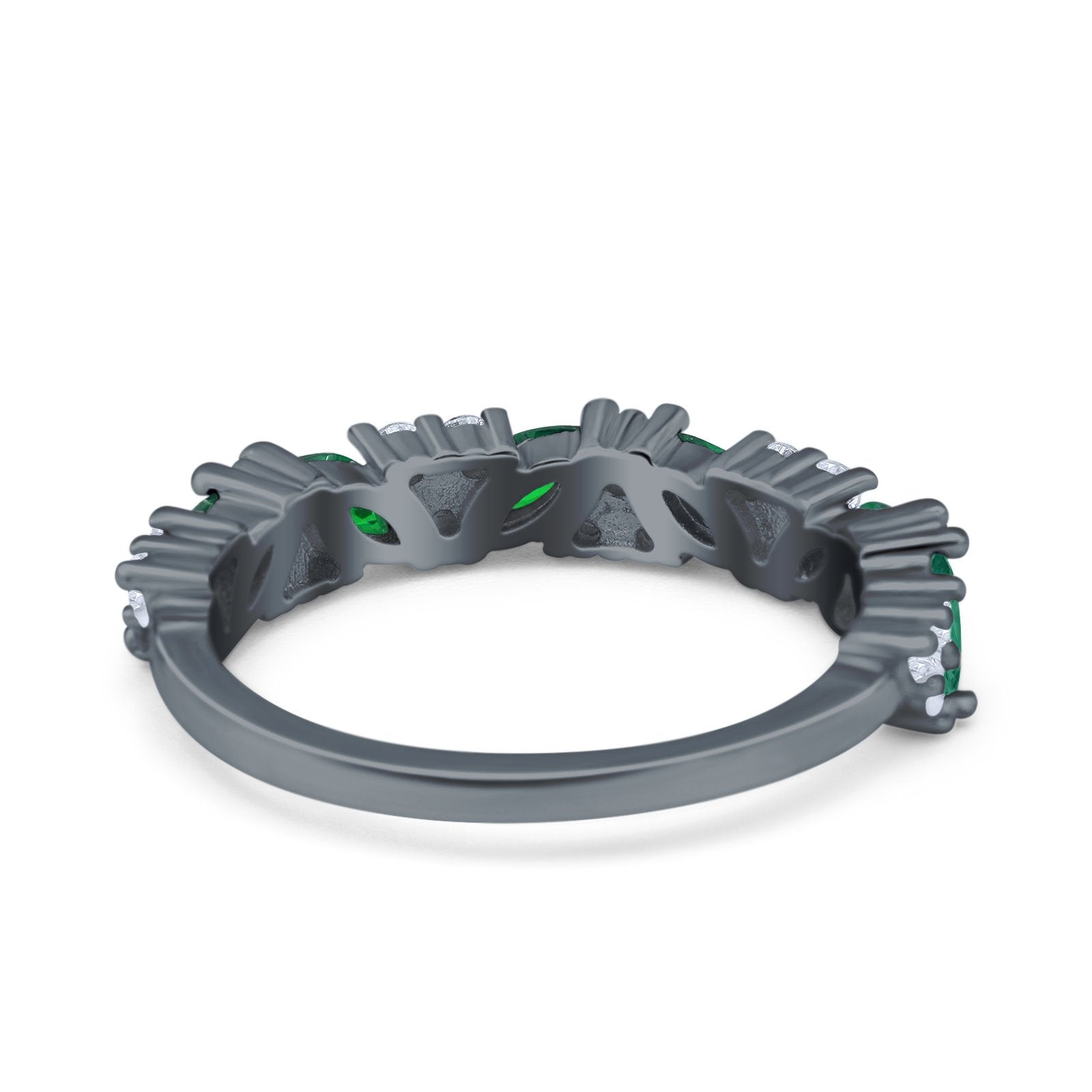 Art Deco Eternity Marquise Wedding Band Ring Simulated Cubic Zirconia 925 Sterling Silver