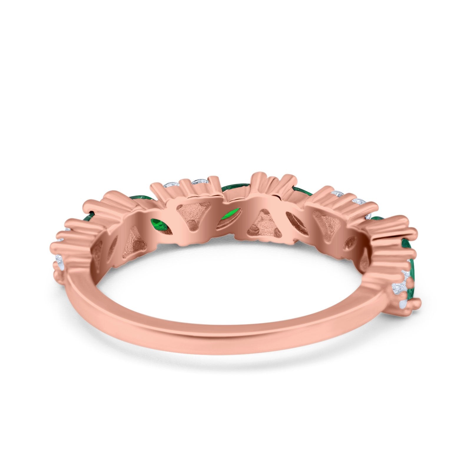 Art Deco Eternity Marquise Wedding Band Ring Simulated Cubic Zirconia 925 Sterling Silver