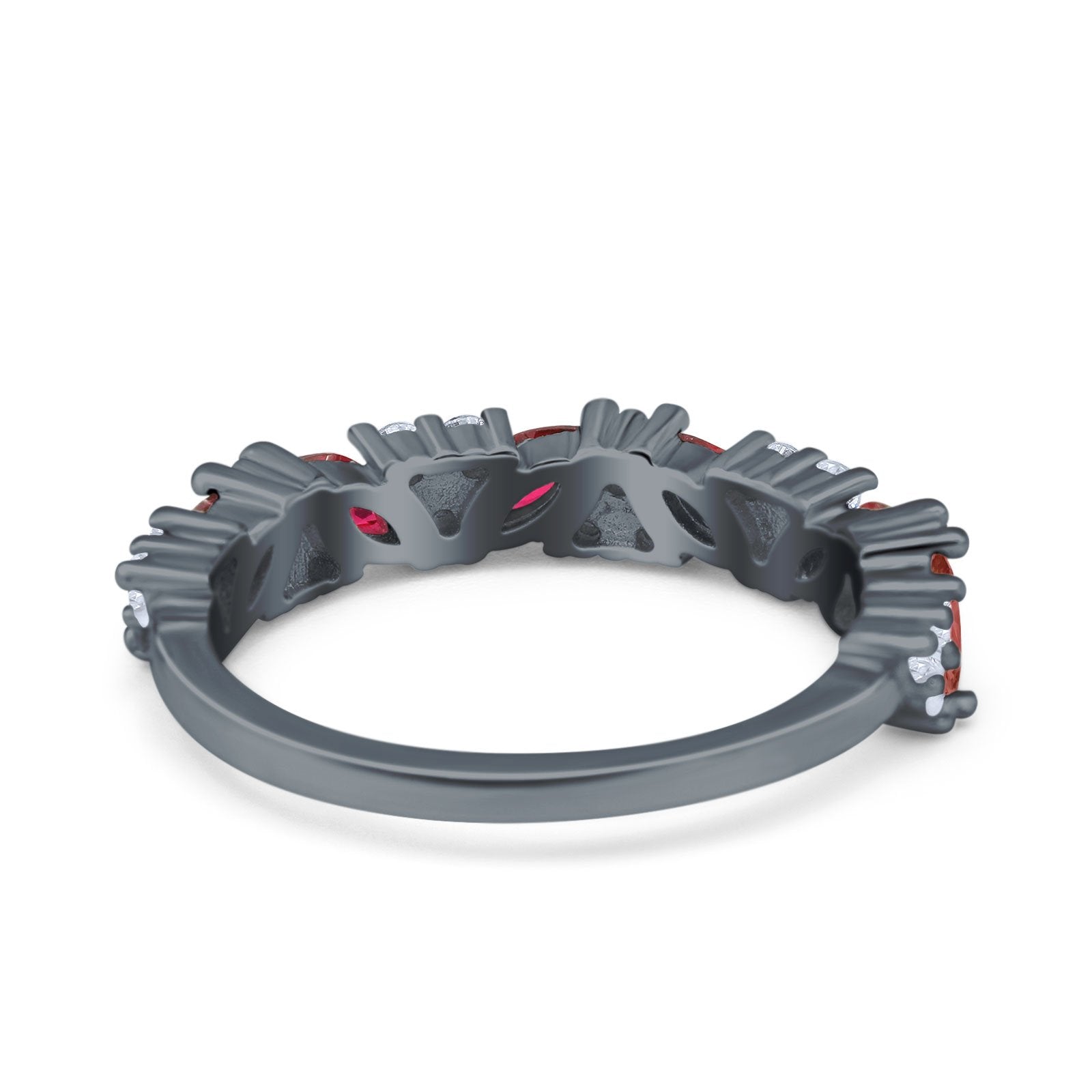 Art Deco Eternity Marquise Wedding Band Ring Simulated Cubic Zirconia 925 Sterling Silver