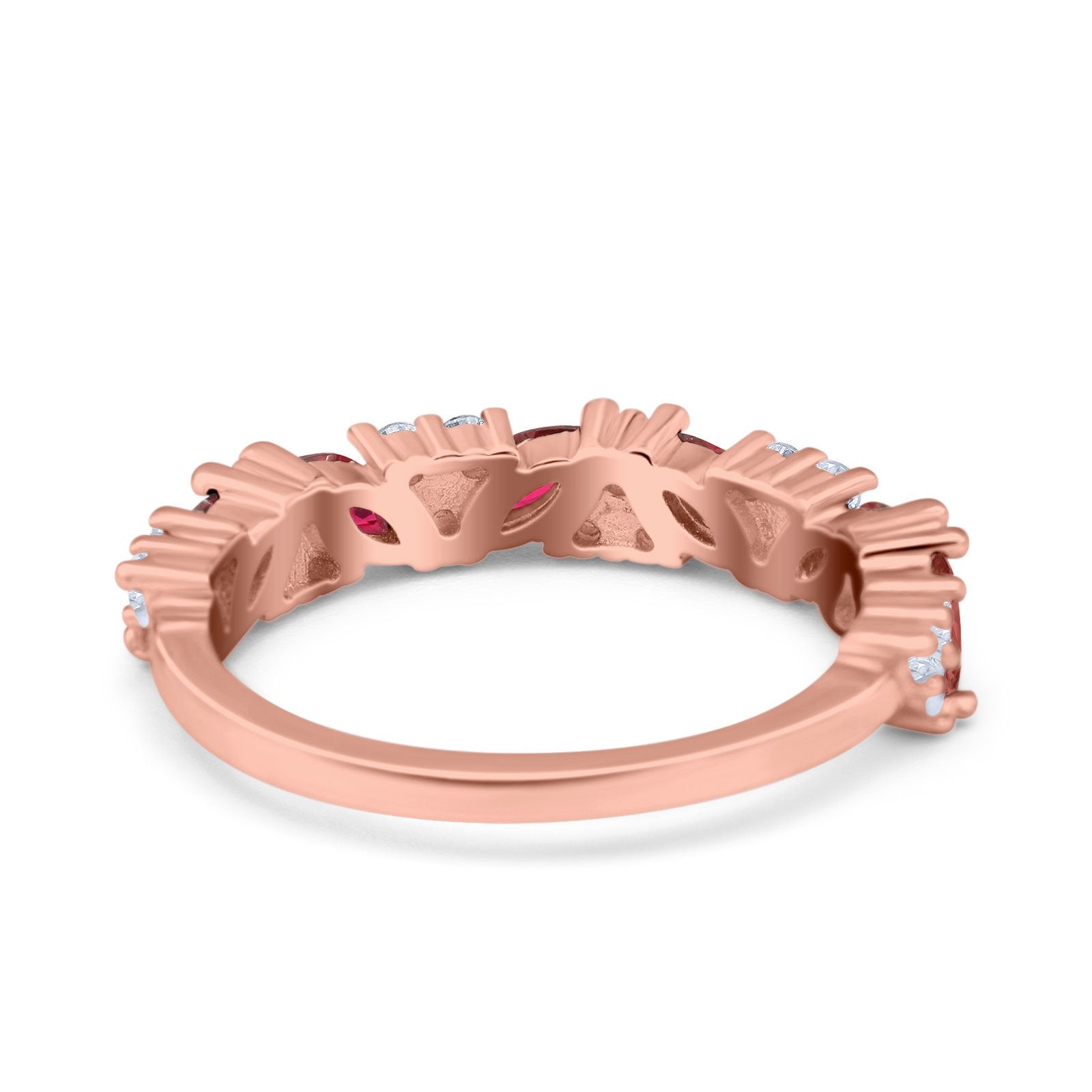 Art Deco Eternity Marquise Wedding Band Ring Simulated Cubic Zirconia 925 Sterling Silver