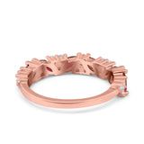 Art Deco Eternity Marquise Wedding Band Ring Simulated Cubic Zirconia 925 Sterling Silver