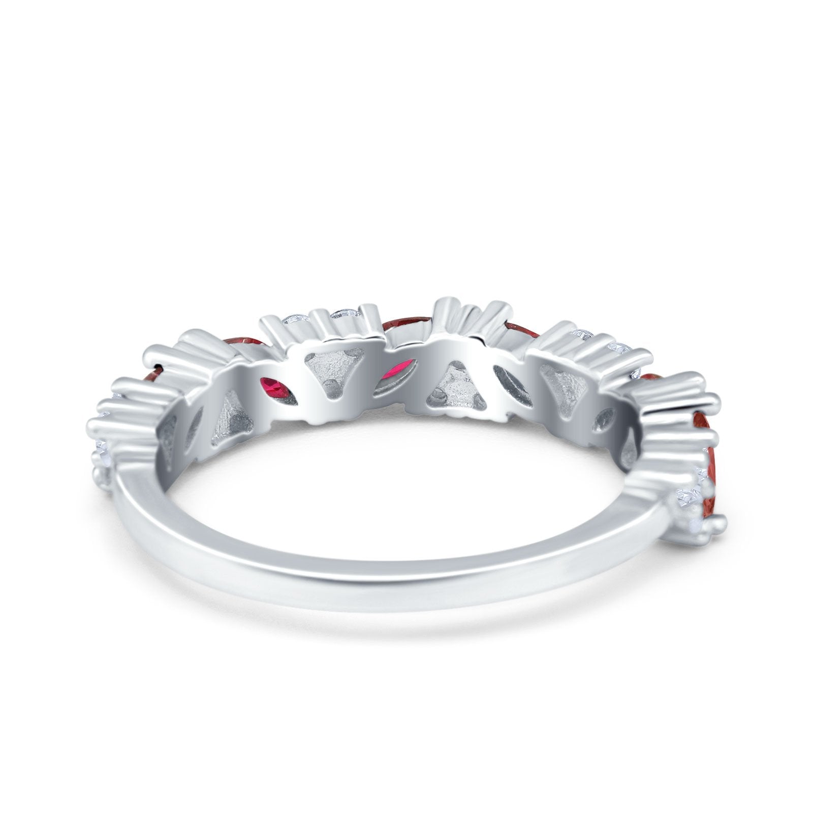 Art Deco Eternity Marquise Wedding Band Ring Simulated Cubic Zirconia 925 Sterling Silver