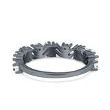 Art Deco Baguette Half Eternity Wedding Band Ring Simulated Cubic Zirconia 925 Sterling Silver