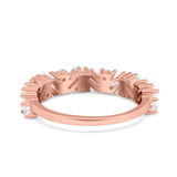 Art Deco Baguette Half Eternity Wedding Band Ring Simulated Cubic Zirconia 925 Sterling Silver