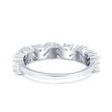 Art Deco Baguette Half Eternity Wedding Band Ring Simulated Cubic Zirconia 925 Sterling Silver
