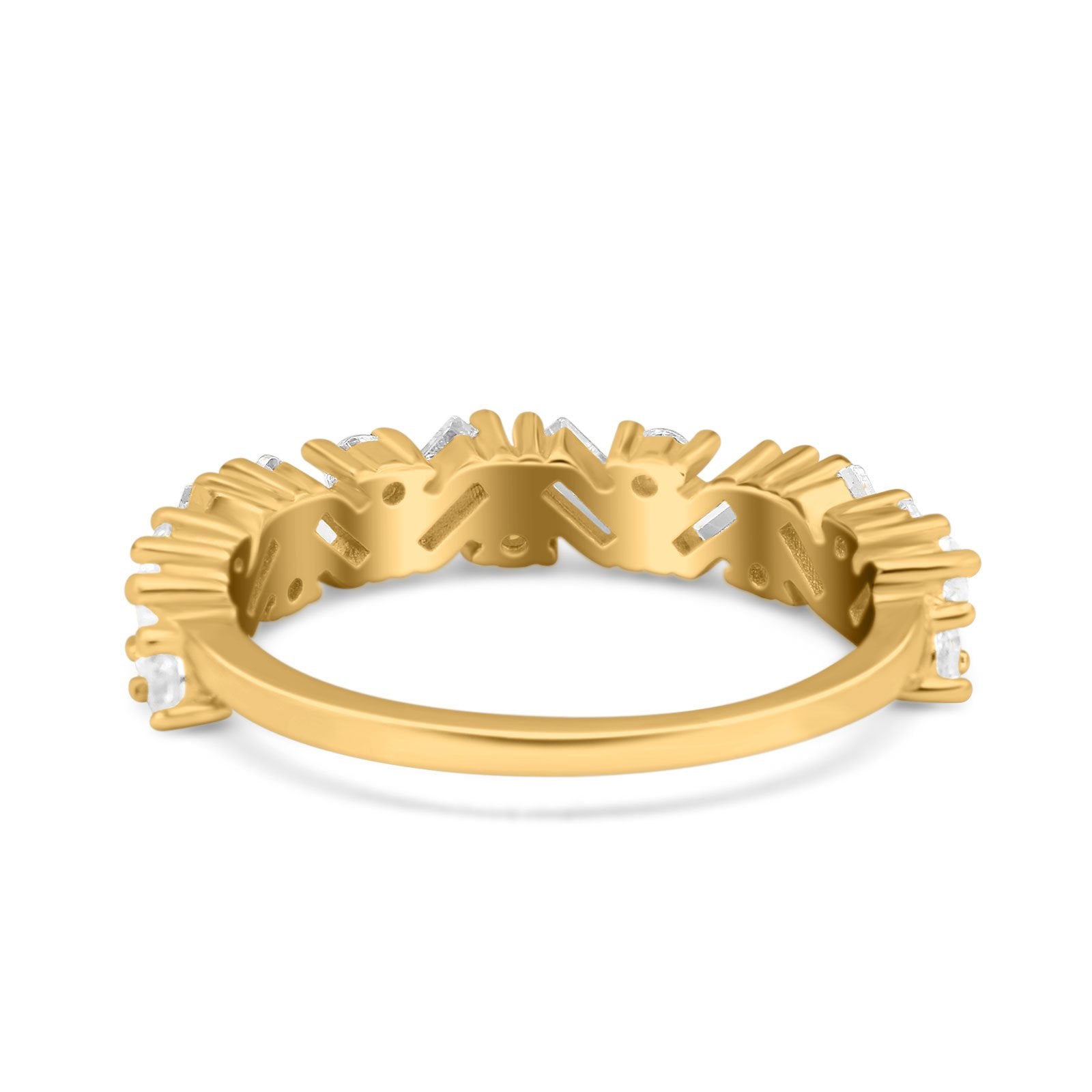 Art Deco Baguette Half Eternity Wedding Band Ring Simulated Cubic Zirconia 925 Sterling Silver