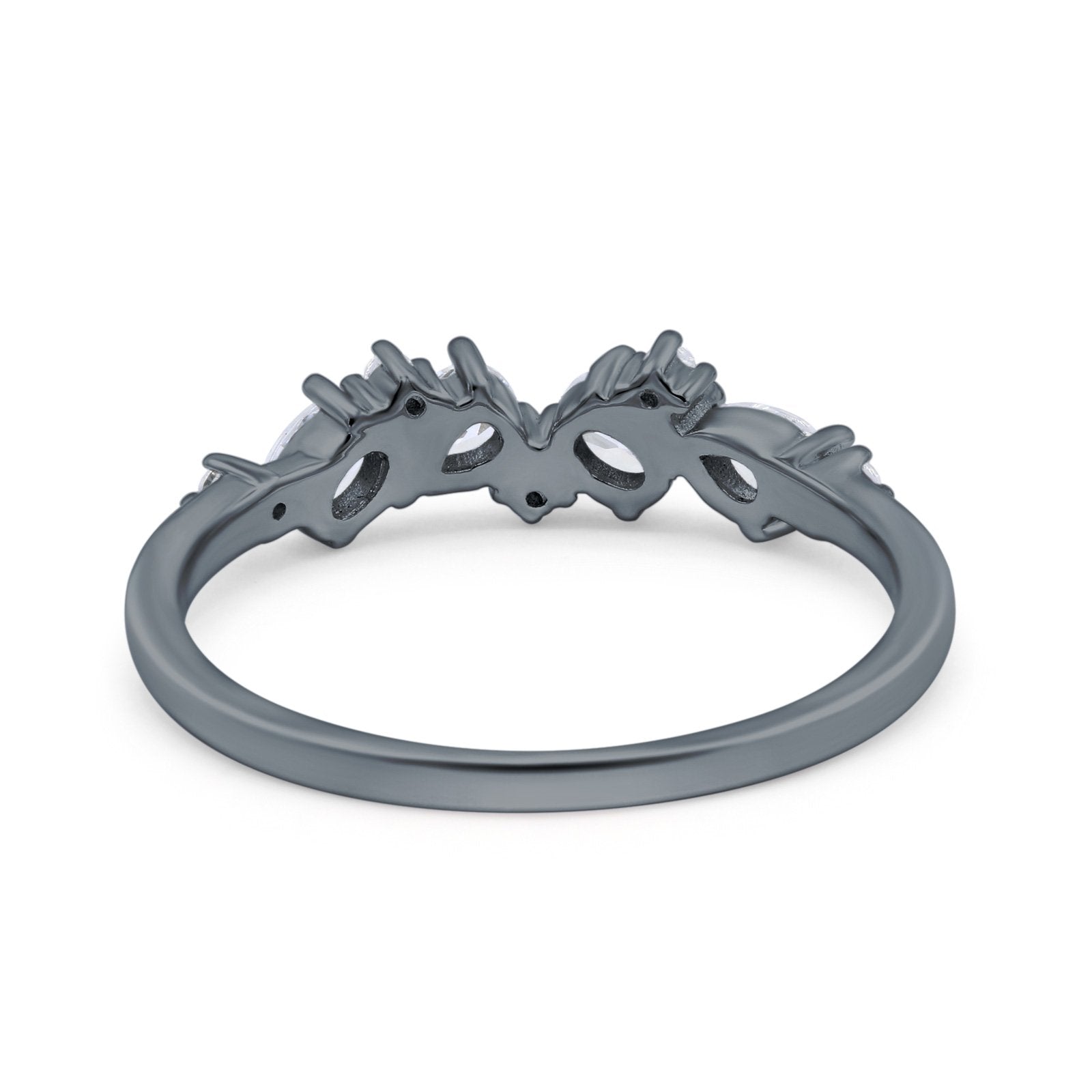 Pear Oval Art Deco Eternity Wedding Band Ring Simulated Cubic Zirconia 925 Sterling Silver