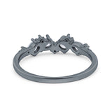 Pear Oval Art Deco Eternity Wedding Band Ring Simulated Cubic Zirconia 925 Sterling Silver