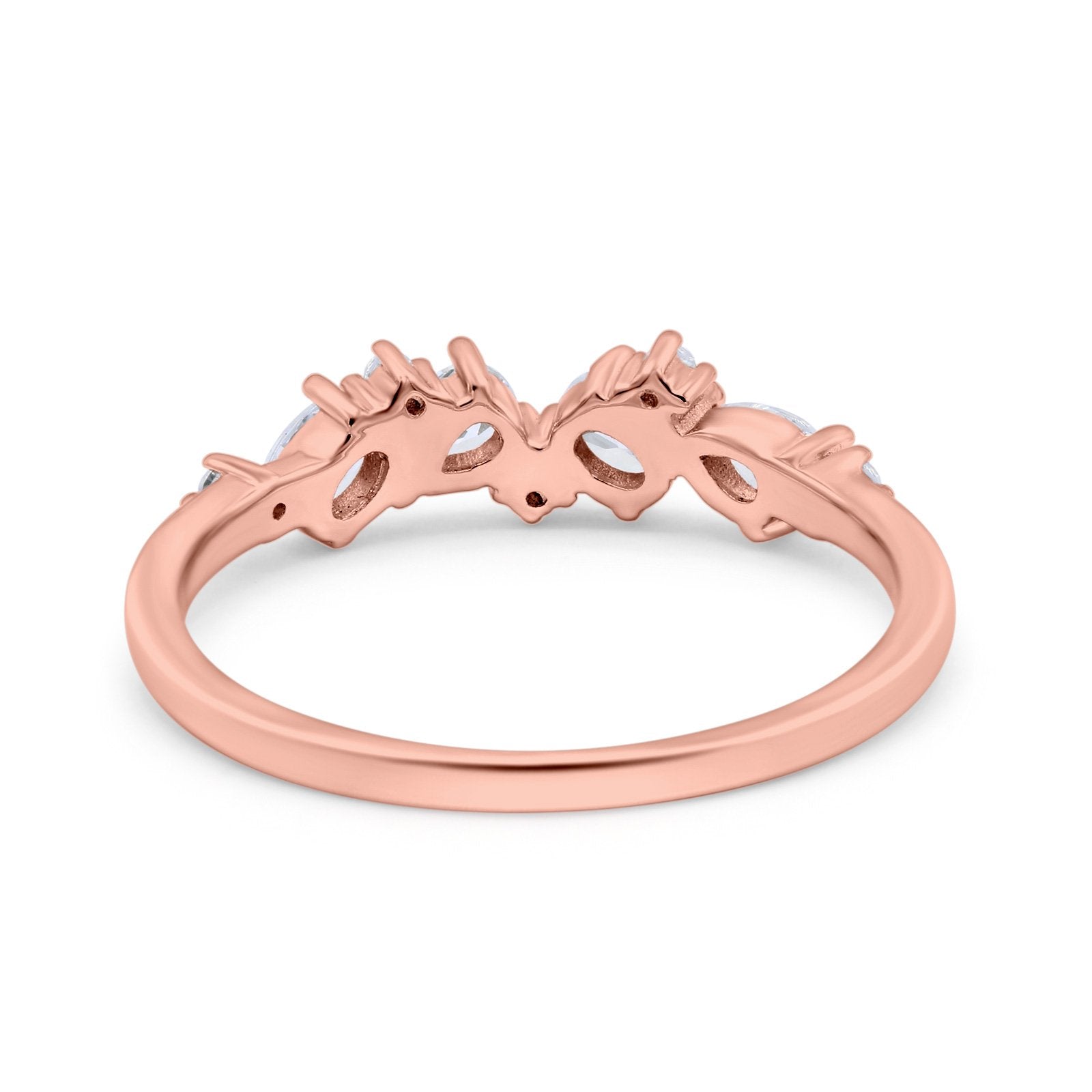 Pear Oval Art Deco Eternity Wedding Band Ring Simulated Cubic Zirconia 925 Sterling Silver