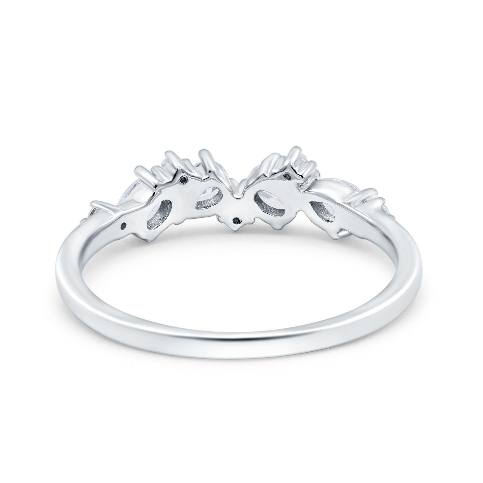 Pear Oval Art Deco Eternity Wedding Band Ring Simulated Cubic Zirconia 925 Sterling Silver