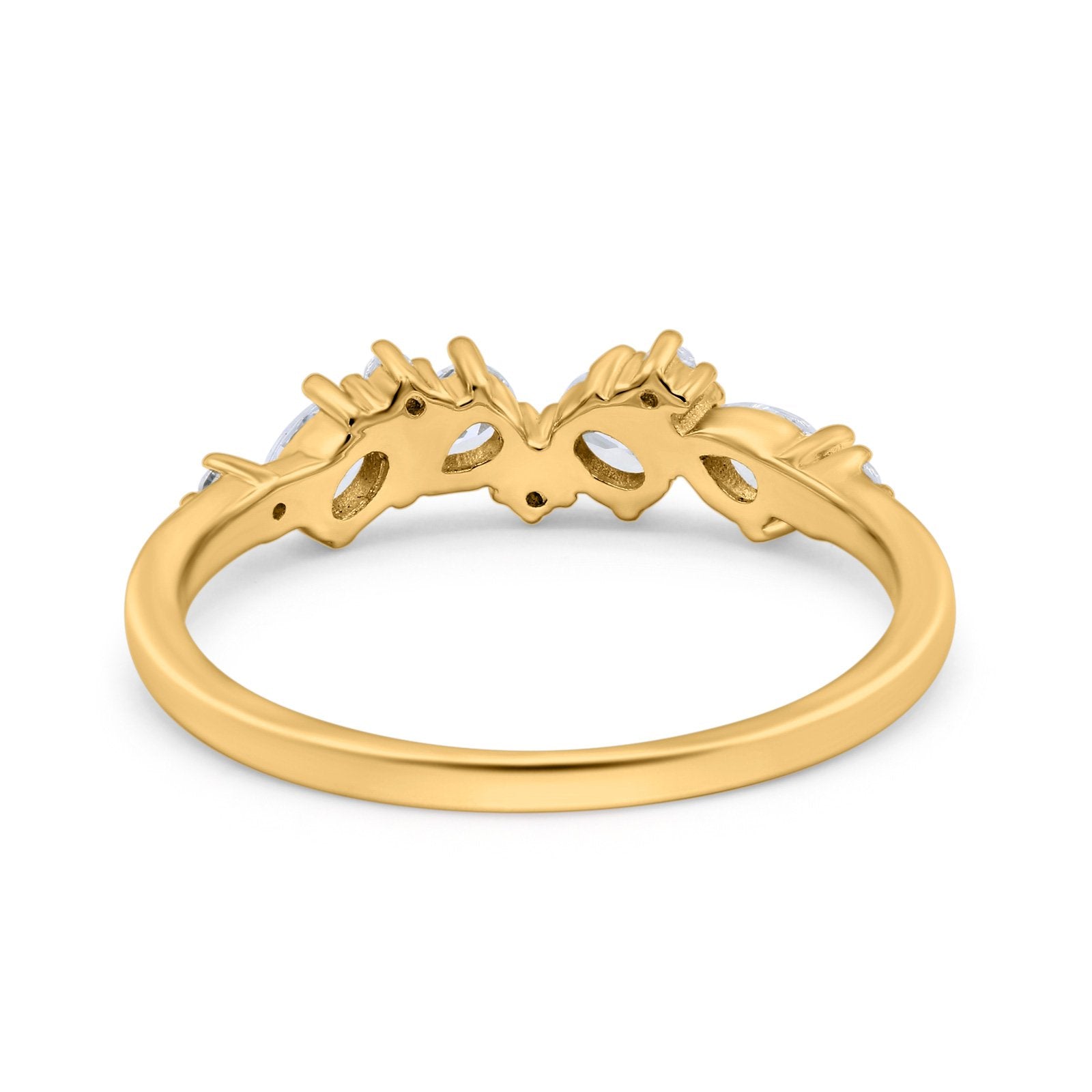 Pear Oval Art Deco Eternity Wedding Band Ring Simulated Cubic Zirconia 925 Sterling Silver