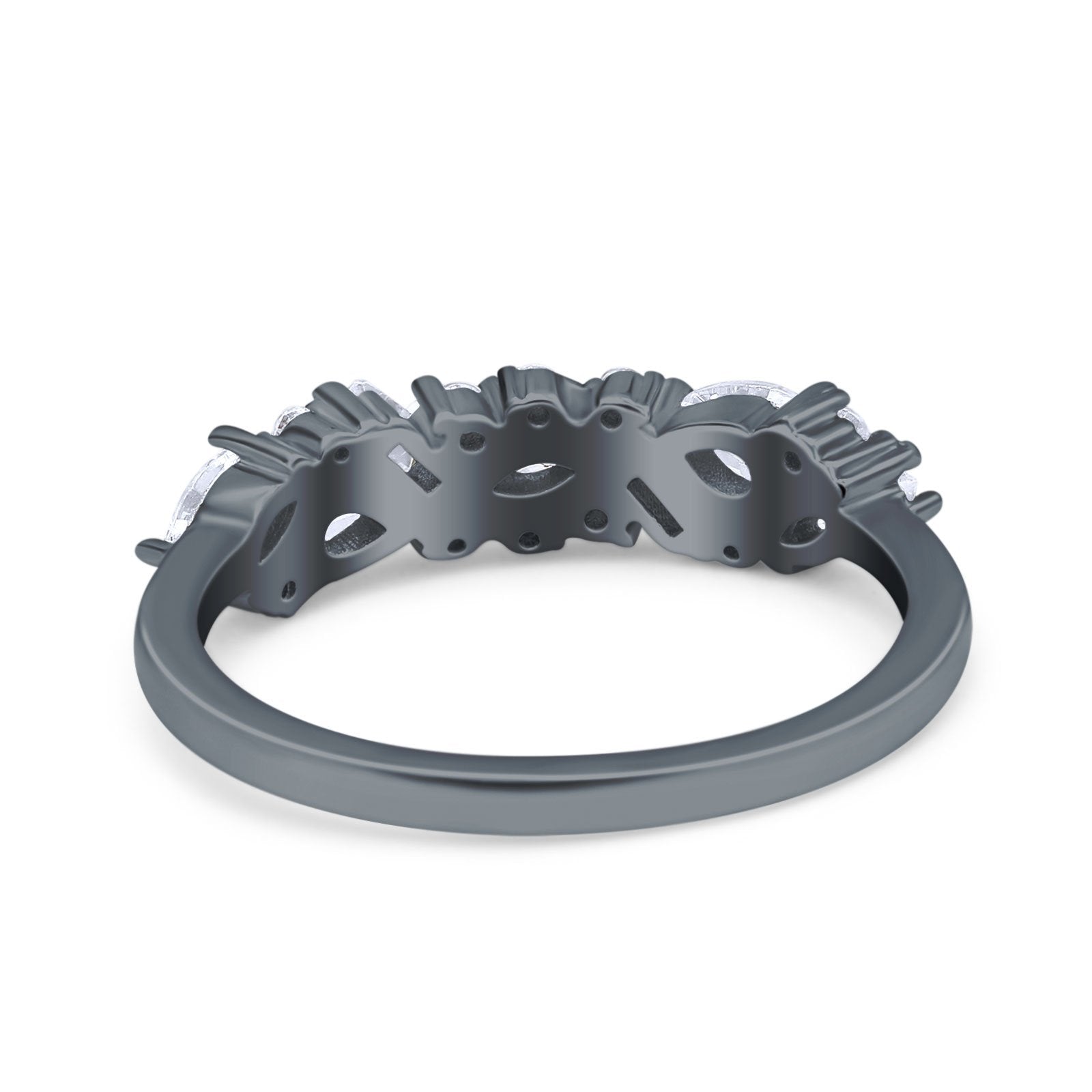 Half Eternity Pear Marquise Baguette Wedding Band Ring Simulated Cubic Zirconia 925 Sterling Silver