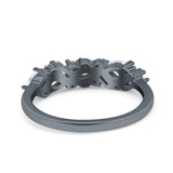 Half Eternity Pear Marquise Baguette Wedding Band Ring Simulated Cubic Zirconia 925 Sterling Silver