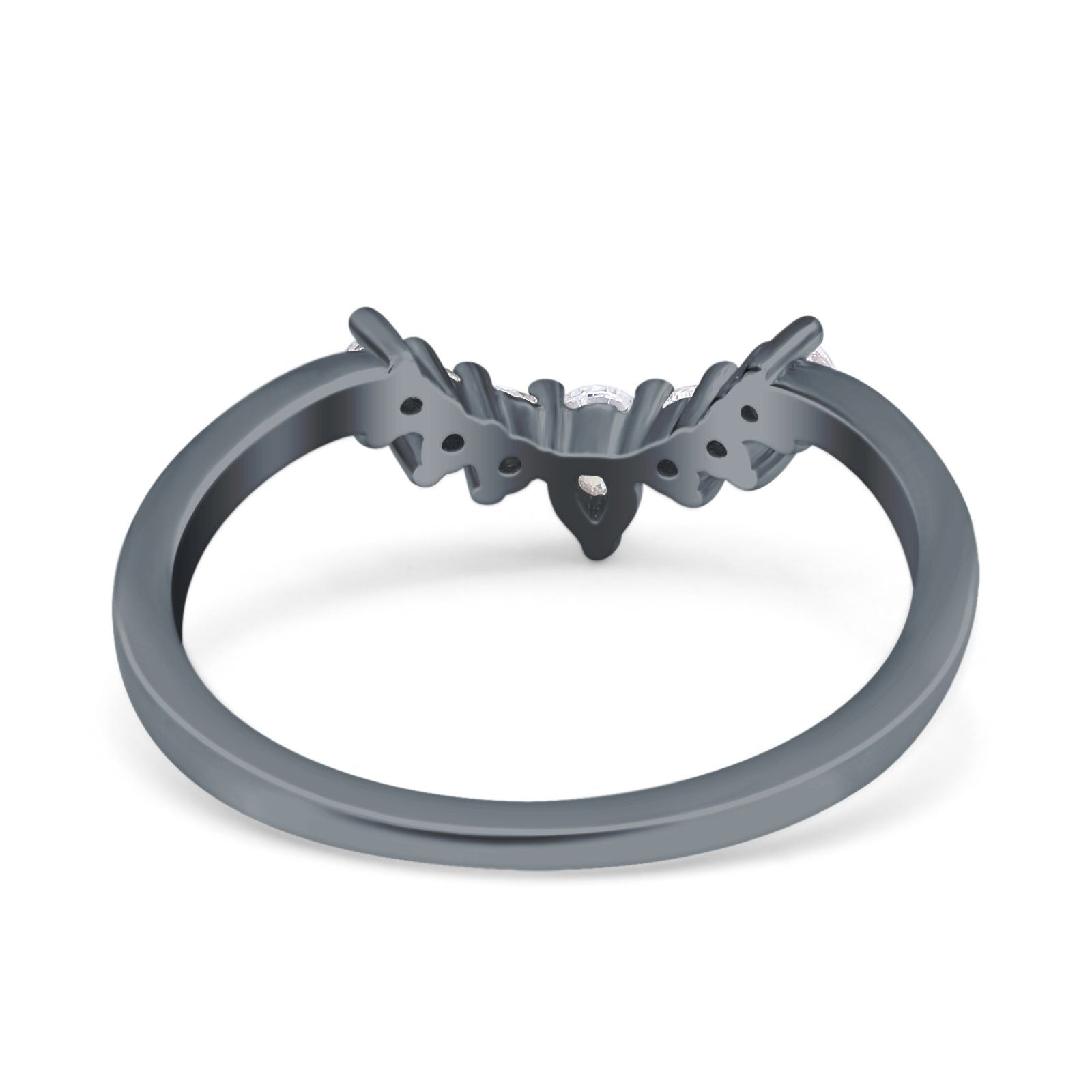 Curved Eternity Stackable Wedding Band Ring Simulated Cubic Zirconia 925 Sterling Silver