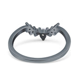 Curved Eternity Stackable Wedding Band Ring Simulated Cubic Zirconia 925 Sterling Silver