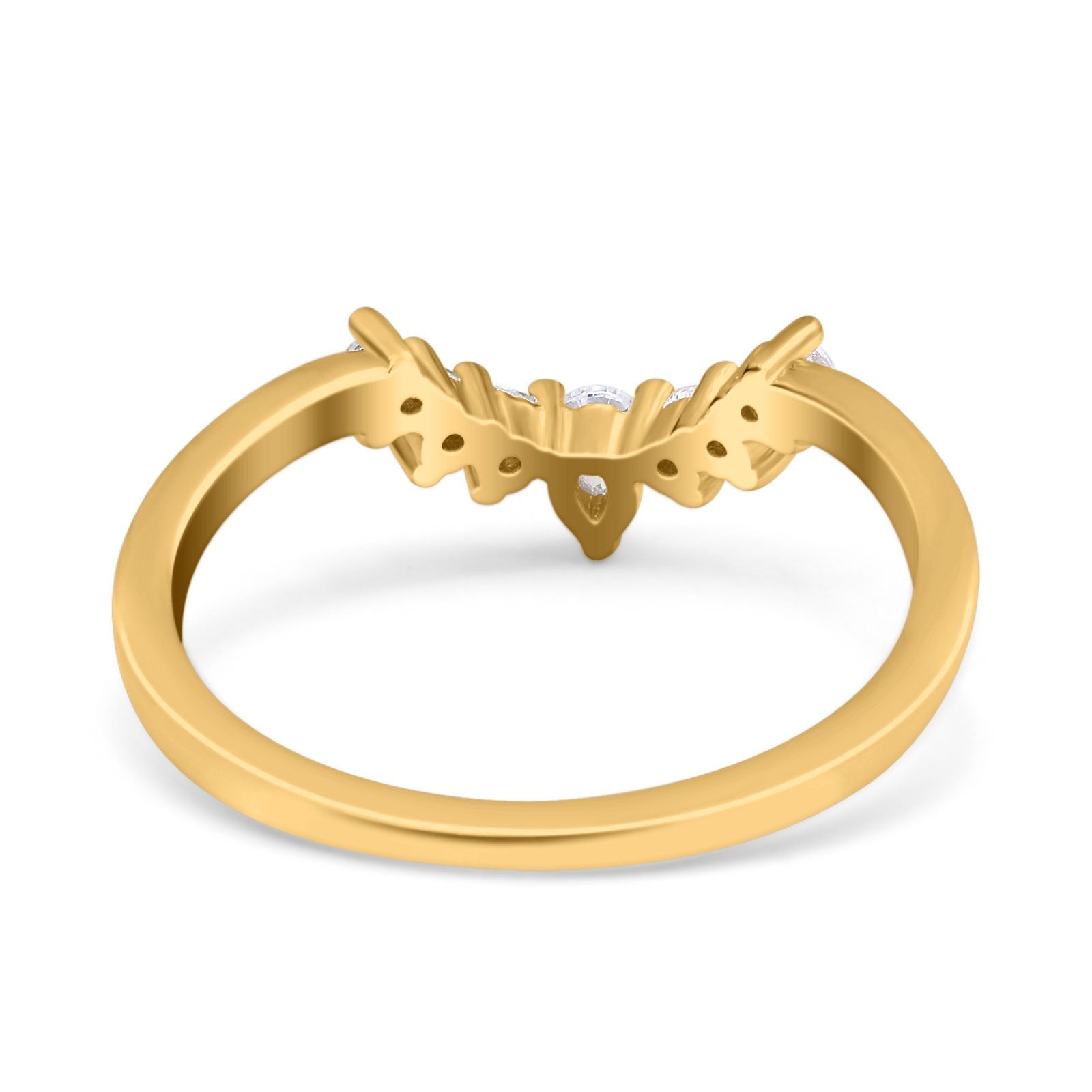 Curved Eternity Stackable Wedding Band Ring Simulated Cubic Zirconia 925 Sterling Silver