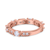 Art Deco Eternity Wedding Band Ring Simulated Cubic Zirconia 925 Sterling Silver