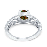 Art Deco Filigree Wedding Engagement Bridal Ring Round Simulated Cubic Zirconia 925 Sterling Silver