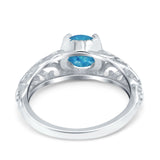 Art Deco Filigree Wedding Engagement Bridal Ring Round Simulated Cubic Zirconia 925 Sterling Silver