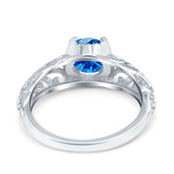 Art Deco Filigree Wedding Engagement Bridal Ring Round Simulated Cubic Zirconia 925 Sterling Silver