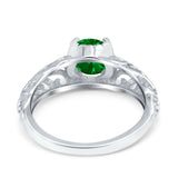 Art Deco Filigree Wedding Engagement Bridal Ring Round Simulated Cubic Zirconia 925 Sterling Silver
