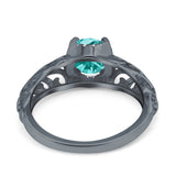 Art Deco Filigree Wedding Engagement Bridal Ring Round Simulated Cubic Zirconia 925 Sterling Silver
