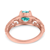 Art Deco Filigree Wedding Engagement Bridal Ring Round Simulated Cubic Zirconia 925 Sterling Silver
