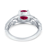 Art Deco Filigree Wedding Engagement Bridal Ring Round Simulated Cubic Zirconia 925 Sterling Silver