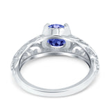 Art Deco Filigree Wedding Engagement Bridal Ring Round Simulated Cubic Zirconia 925 Sterling Silver