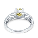Art Deco Filigree Wedding Engagement Bridal Ring Round Simulated Cubic Zirconia 925 Sterling Silver