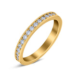 Full Eternity Stackable Band Wedding Ring Simulated CZ 925 Sterling Silver