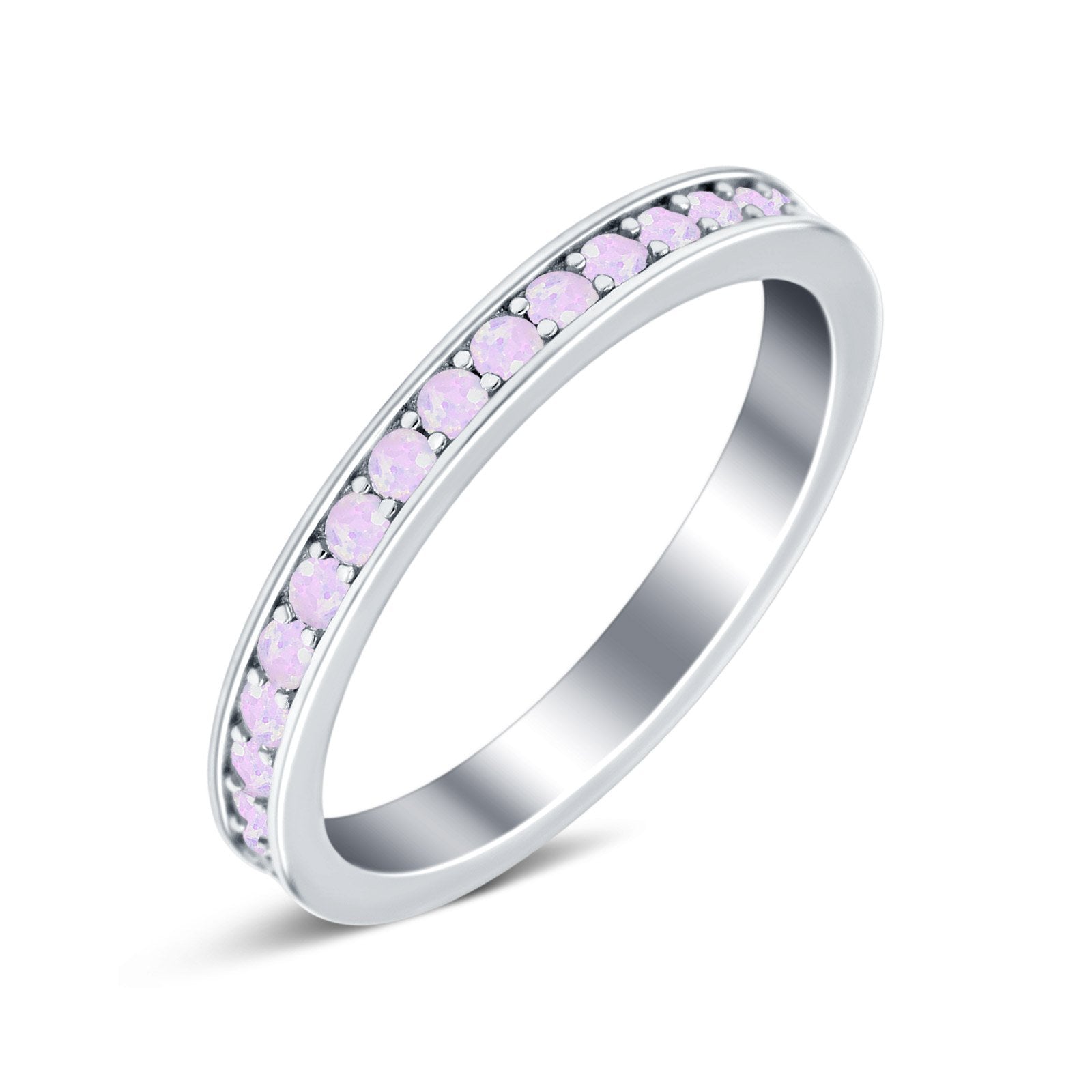 Full Eternity Stackable Band Wedding Ring Simulated CZ 925 Sterling Silver