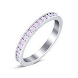 Full Eternity Stackable Band Wedding Ring Simulated CZ 925 Sterling Silver